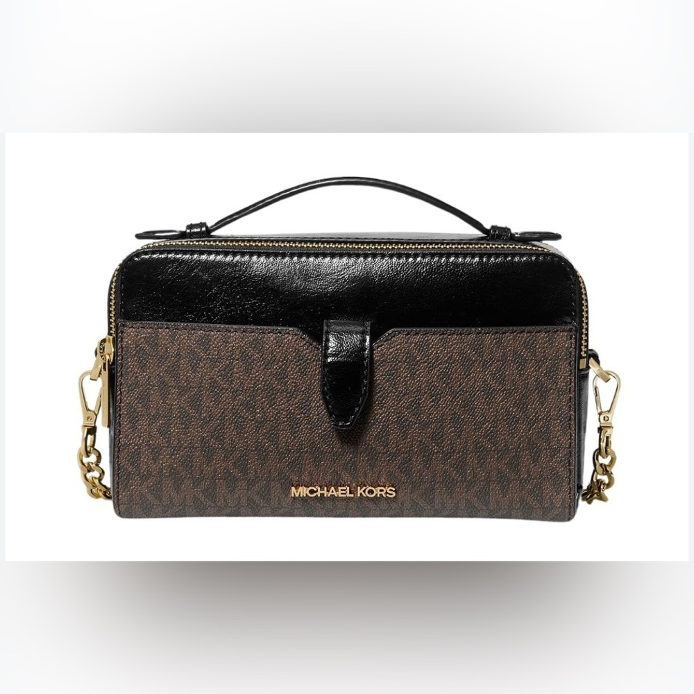 Michael Kors Jet Set Patent Leather Double Zip Crossbody Bag